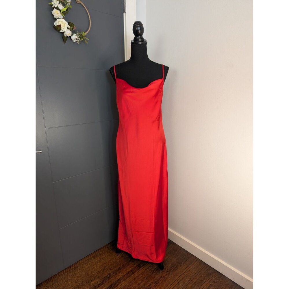 NWT Old‎ Navy The Occasion by Old Navy Satin Cowl Maxi Dress in Bright Coral - M